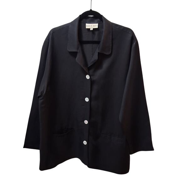 David Dart Women's Top Button-Up Linen Blend Black Size-XL - Picture 1 of 9